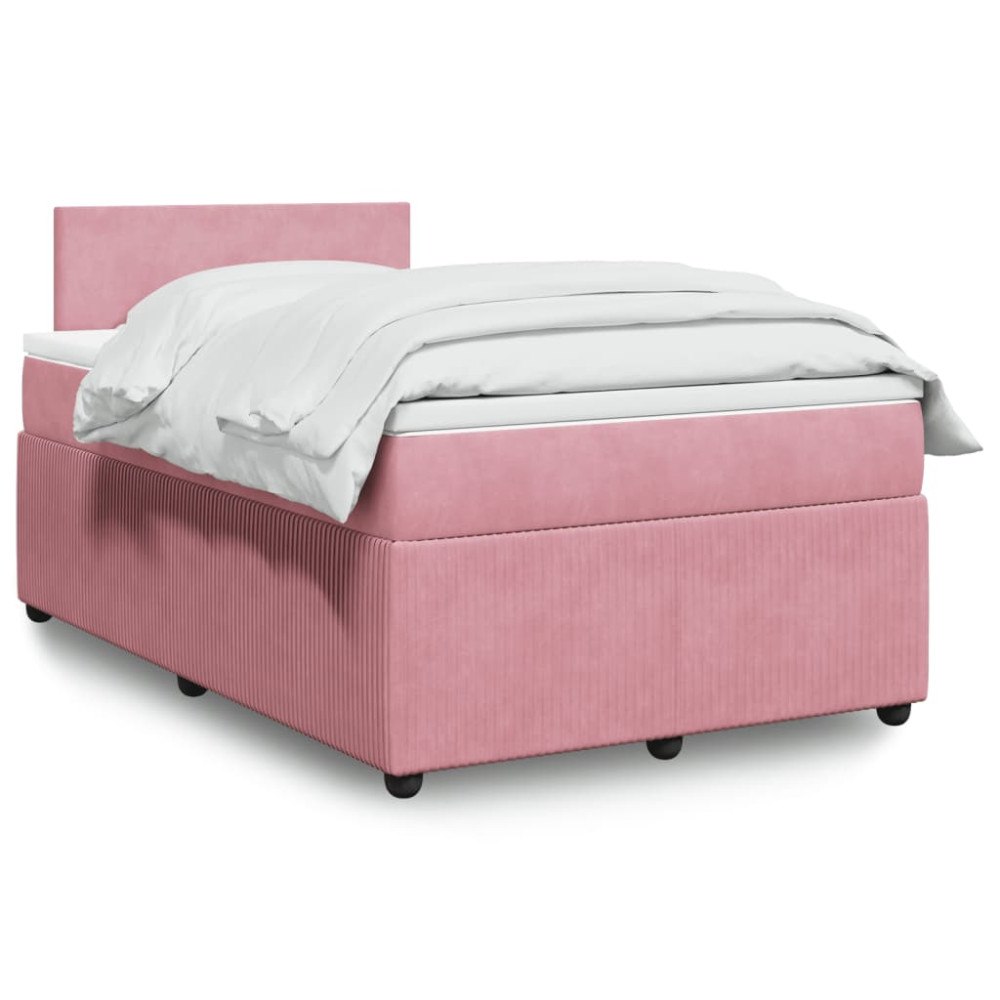 vidaXL Ramsäng med madrass rosa 120x190 cm sammet