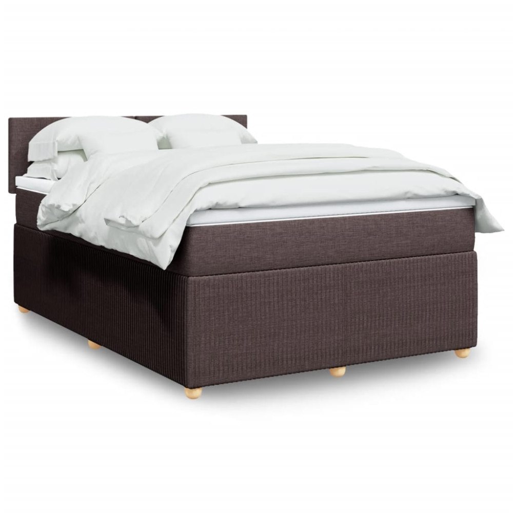 vidaXL Ramsäng med madrass mörkbrun 140x190 cm tyg