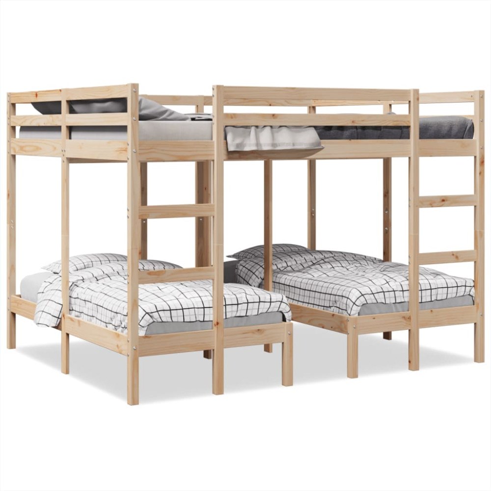 vidaXL Våningssäng 3 platser 160x200/80x160 cm massiv furu
