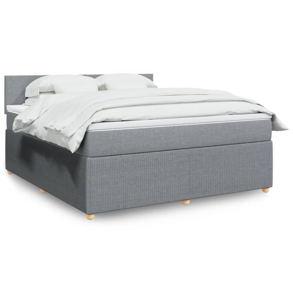 vidaXL Ramsäng med madrass ljusgrå 180x200 cm tyg