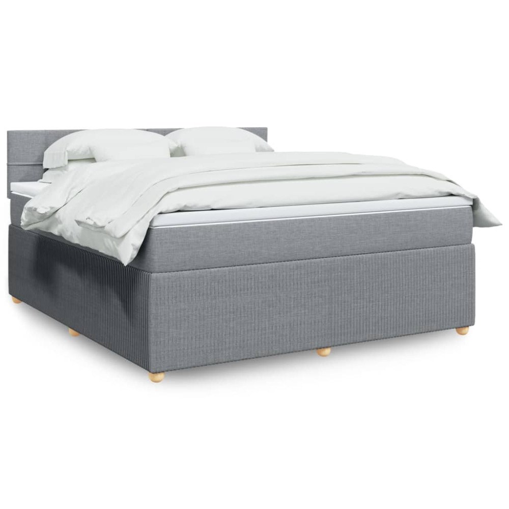 vidaXL Ramsäng med madrass ljusgrå 180x200 cm tyg