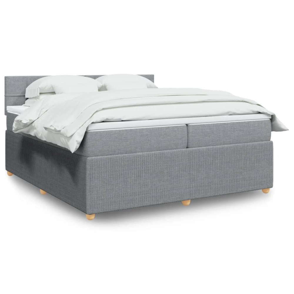 vidaXL Ramsäng med madrass ljusgrå 200x200 cm tyg
