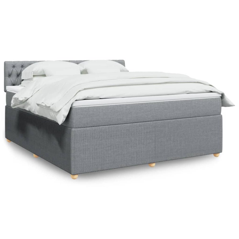 vidaXL Ramsäng med madrass ljusgrå 180x200 cm tyg