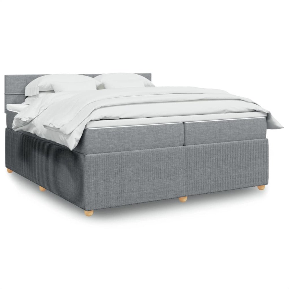 vidaXL Ramsäng med madrass ljusgrå 200x200 cm tyg