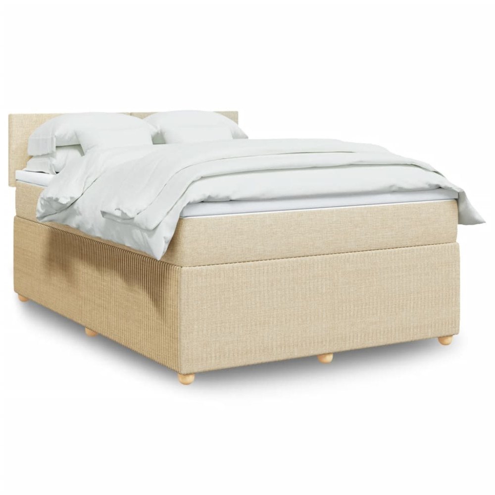 vidaXL Ramsäng med madrass gräddvit 140x190 cm tyg