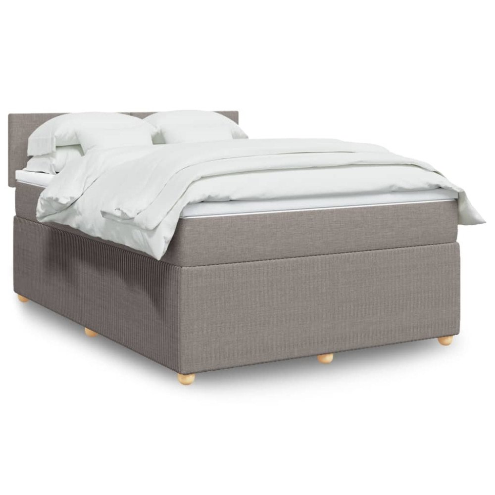 vidaXL Ramsäng med madrass taupe 140x200 cm tyg