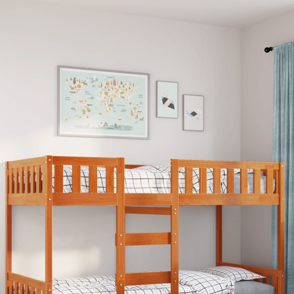 vidaXL Barnsäng utan madrass vaxbrun 90x190 cm massiv furu