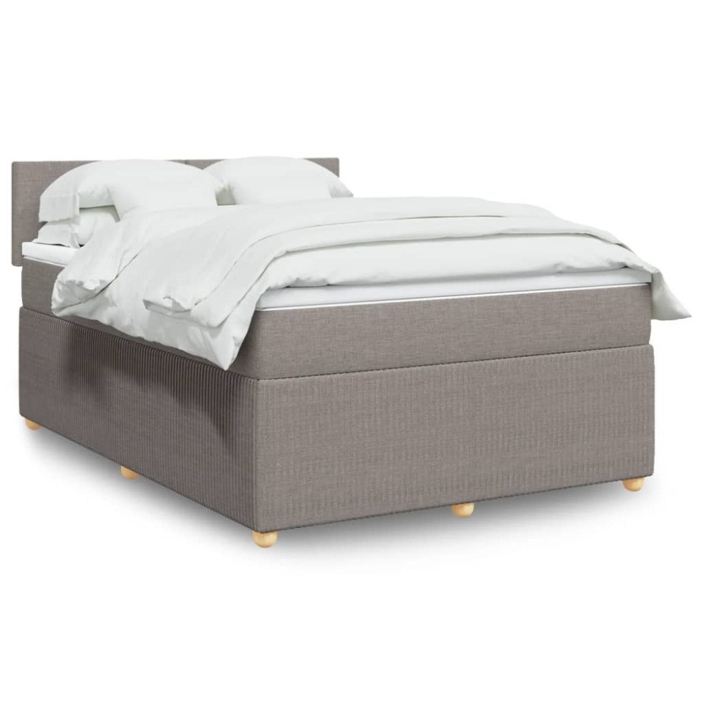 vidaXL Ramsäng med madrass taupe 140x200 cm tyg