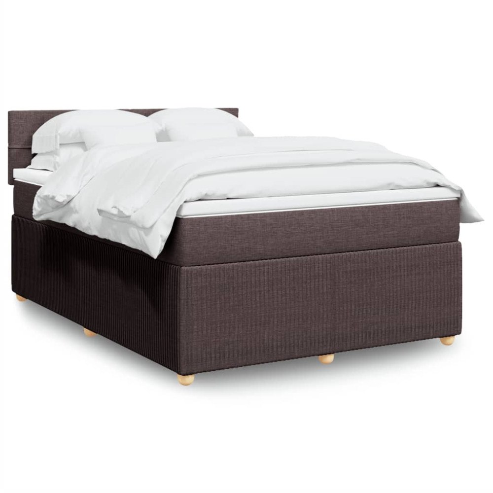 vidaXL Ramsäng med madrass mörkbrun 140x190 cm tyg