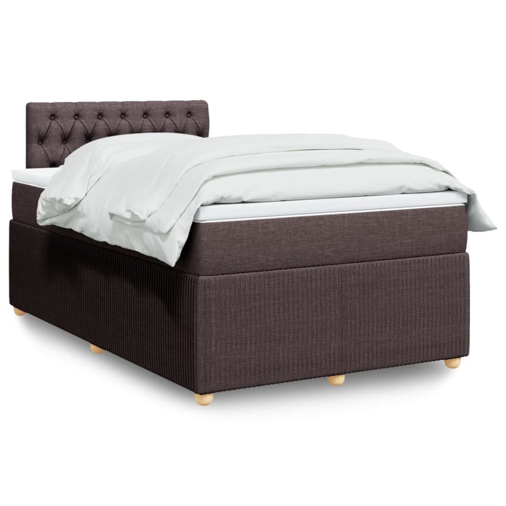 vidaXL Ramsäng med madrass mörkbrun 120x190 cm tyg