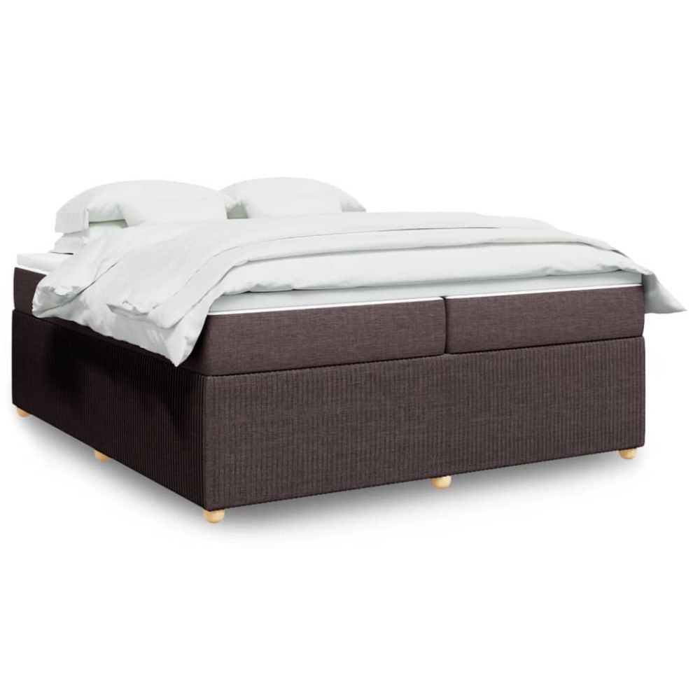 vidaXL Ramsäng med madrass mörkbrun 200x200 cm tyg