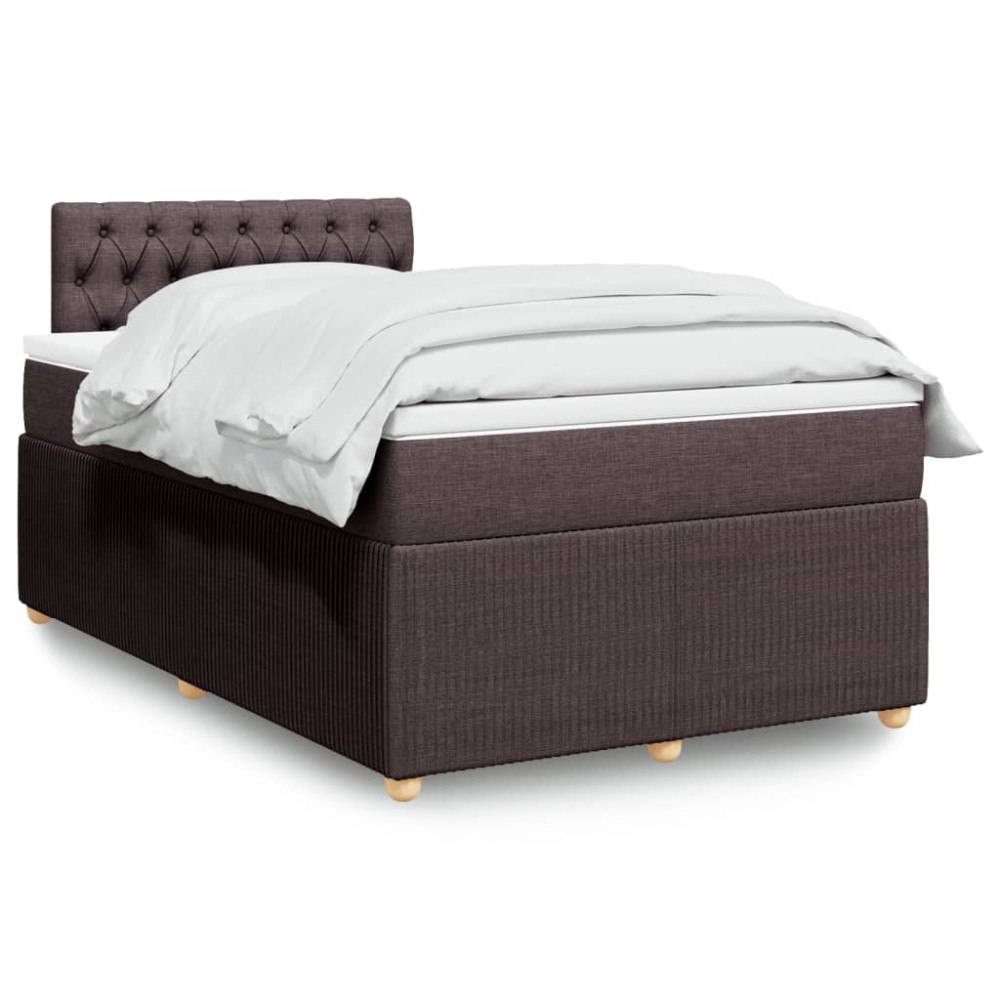 vidaXL Ramsäng med madrass mörkbrun 120x190 cm tyg