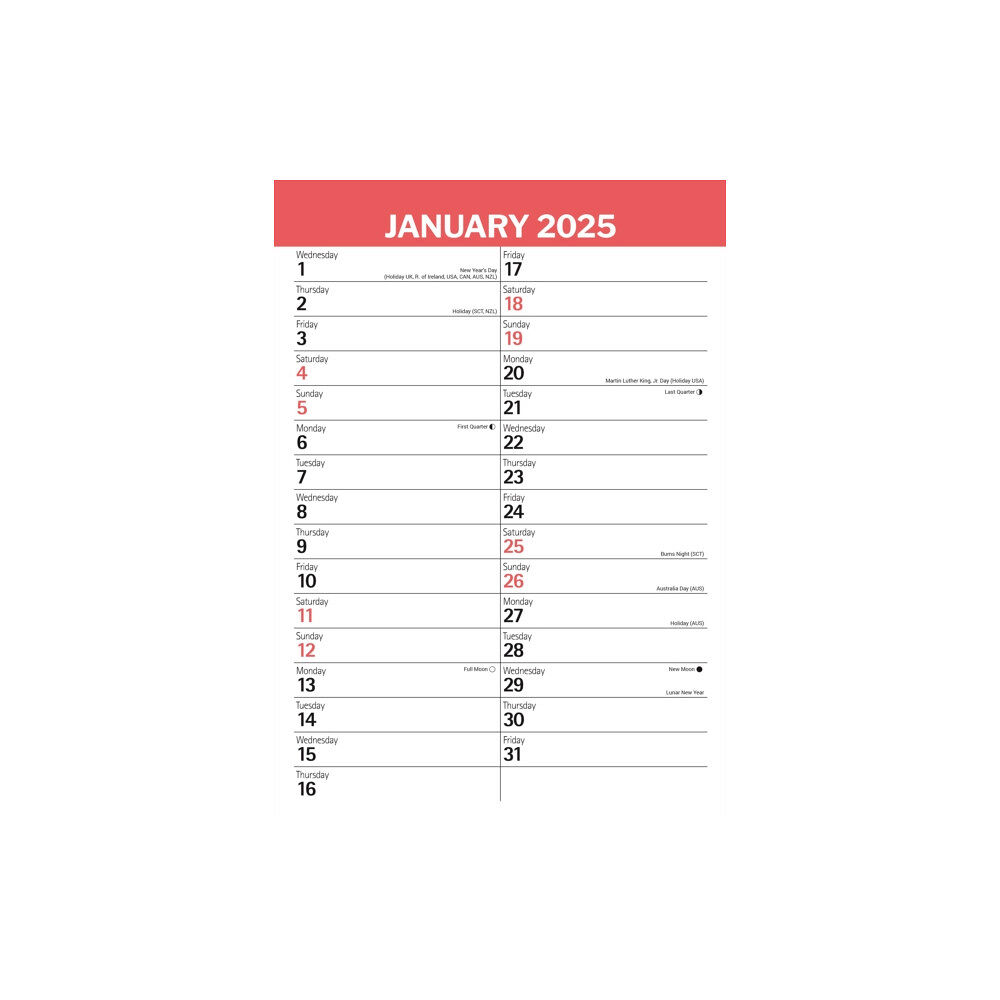 Carousel Calendars Red & Black Large Engagement Planner A3 Calendar 2025 (häftad, eng)