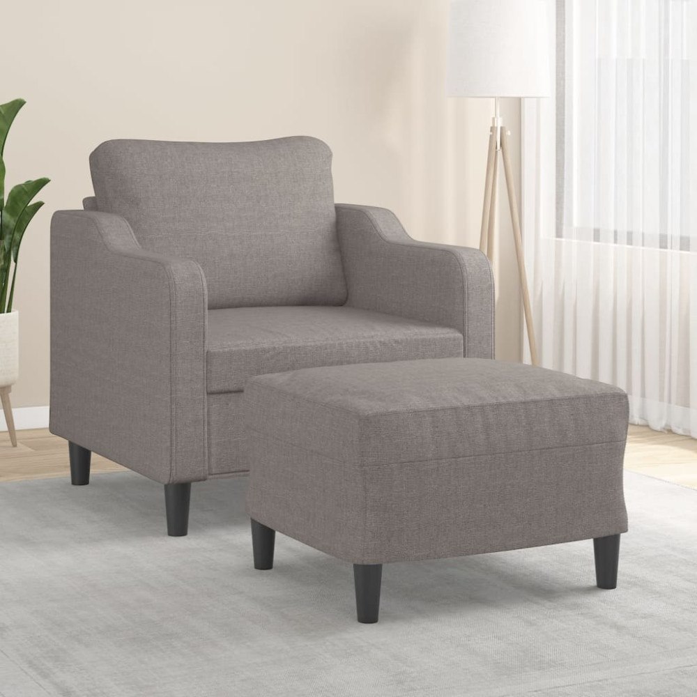 vidaXL Fåtölj med fotpall Taupe 60 cm tyg