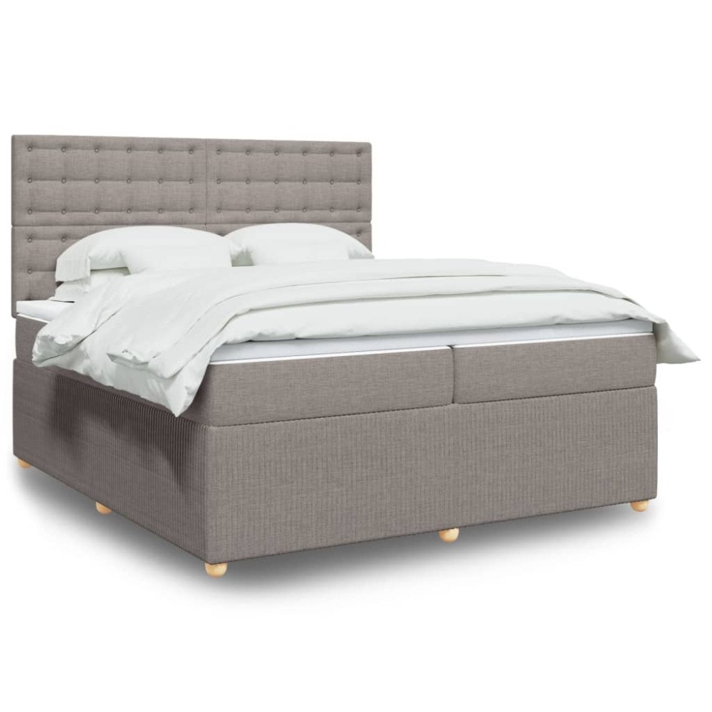 vidaXL Ramsäng med madrass taupe 200x200 cm tyg