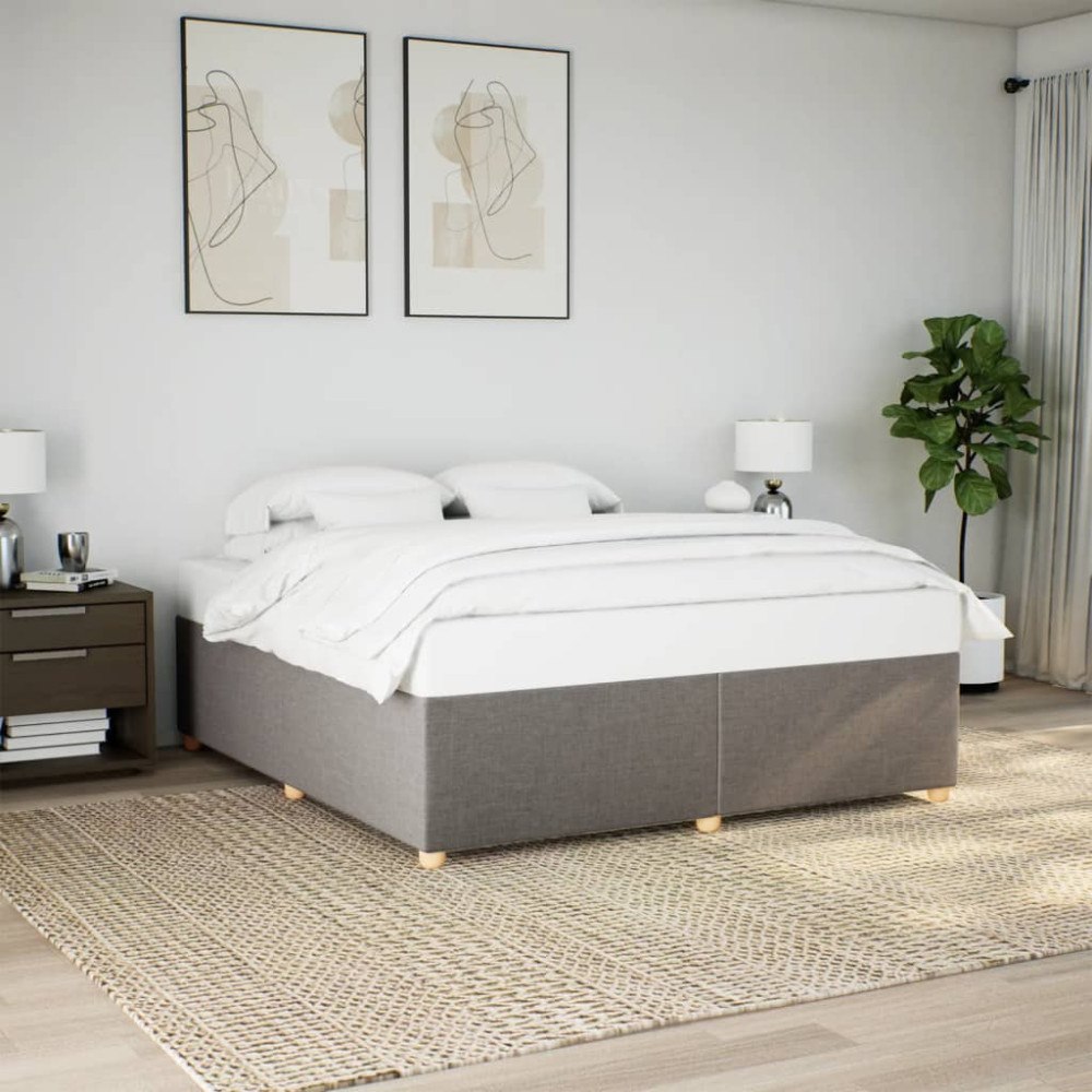 vidaXL Sängram utan madrass taupe 200x200 cm tyg