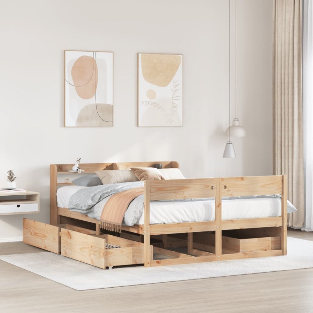 vidaXL Sängram utan madrass 160x200 cm massiv furu