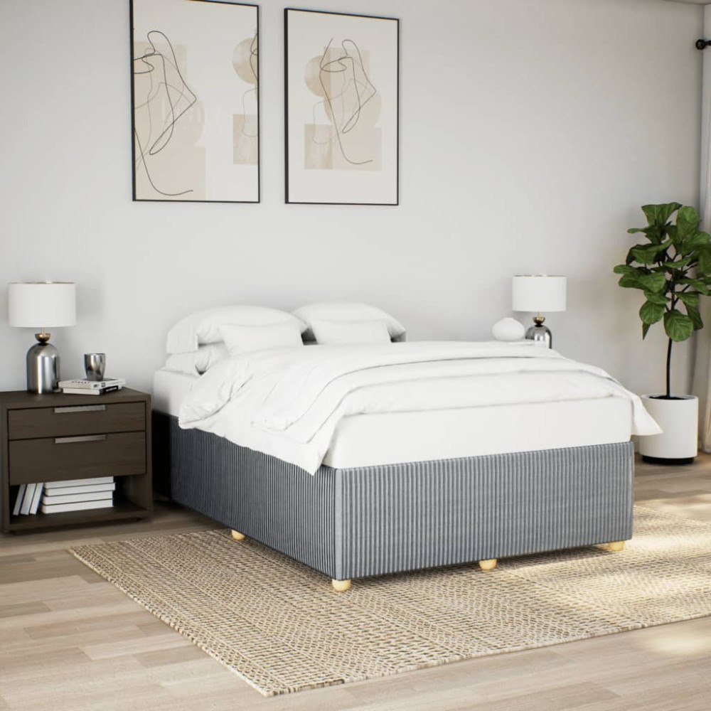 vidaXL Sängram utan madrass ljusgrå 140x190 cm tyg