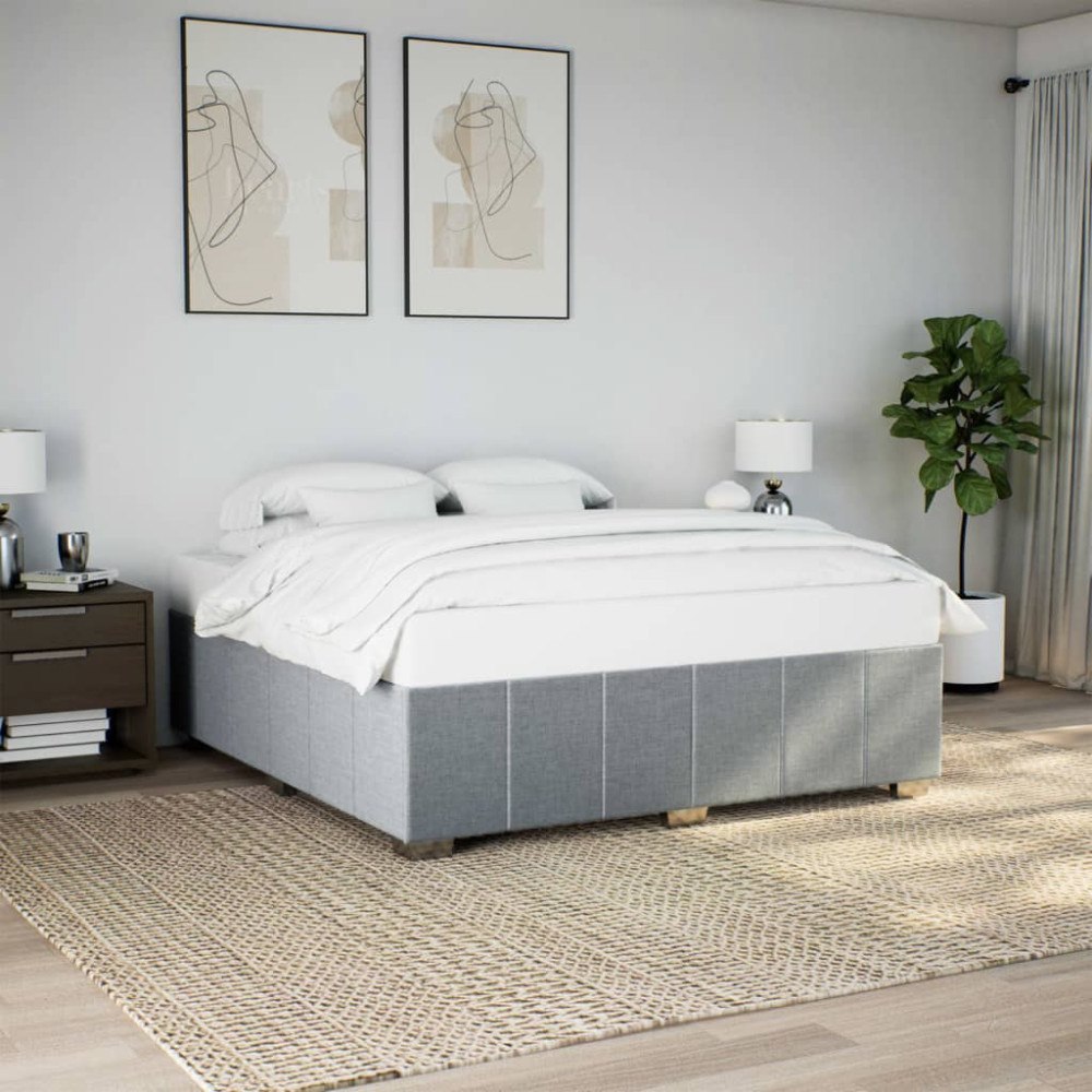 vidaXL Sängram utan madrass ljusgrå 180x200 cm tyg