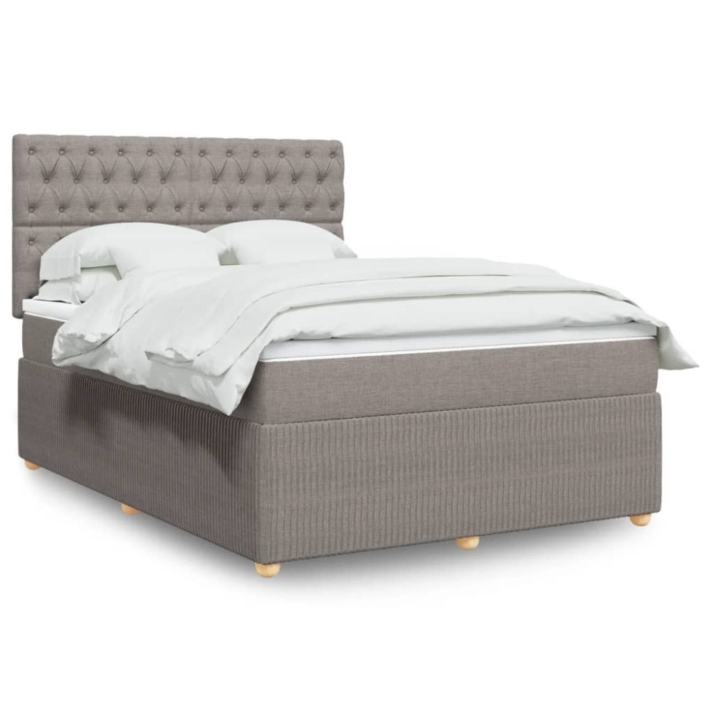 vidaXL Ramsäng med madrass taupe 140x190 cm tyg
