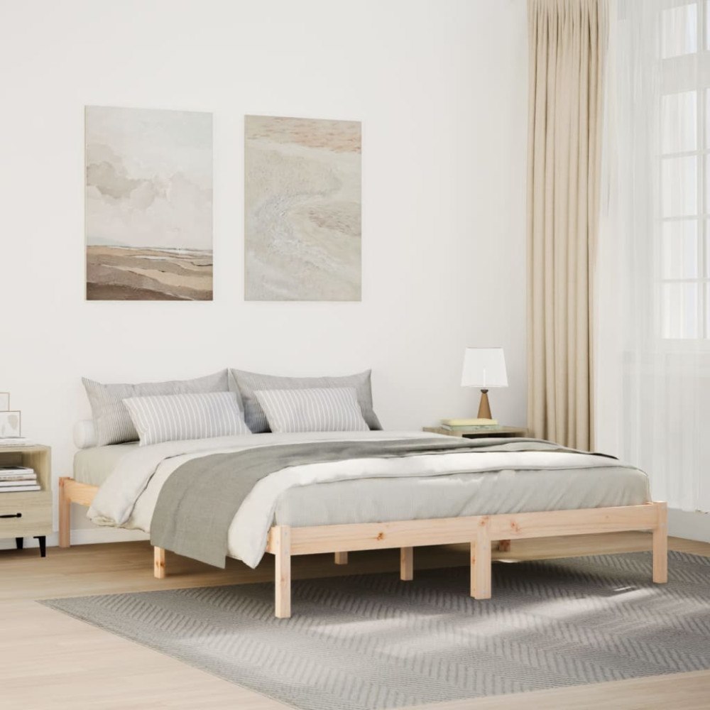 vidaXL Sängram utan madrass extra lång 160x210 cm massiv furu