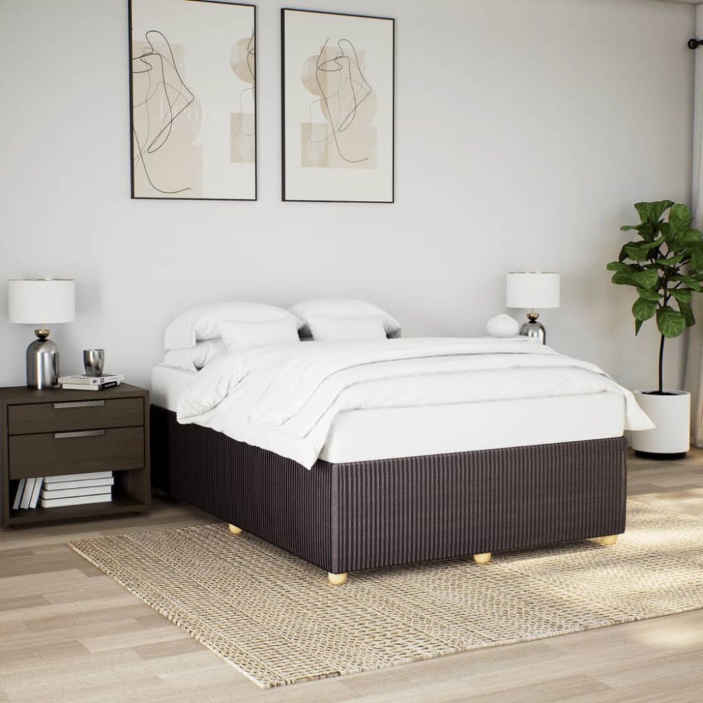 vidaXL Sängram utan madrass mörkbrun 140x190 cm tyg