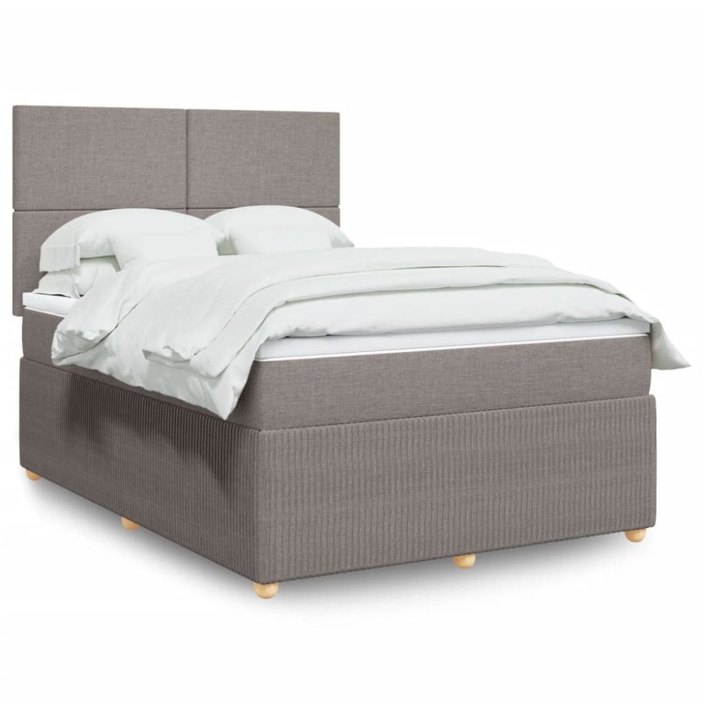 vidaXL Ramsäng med madrass taupe 140x190 cm tyg