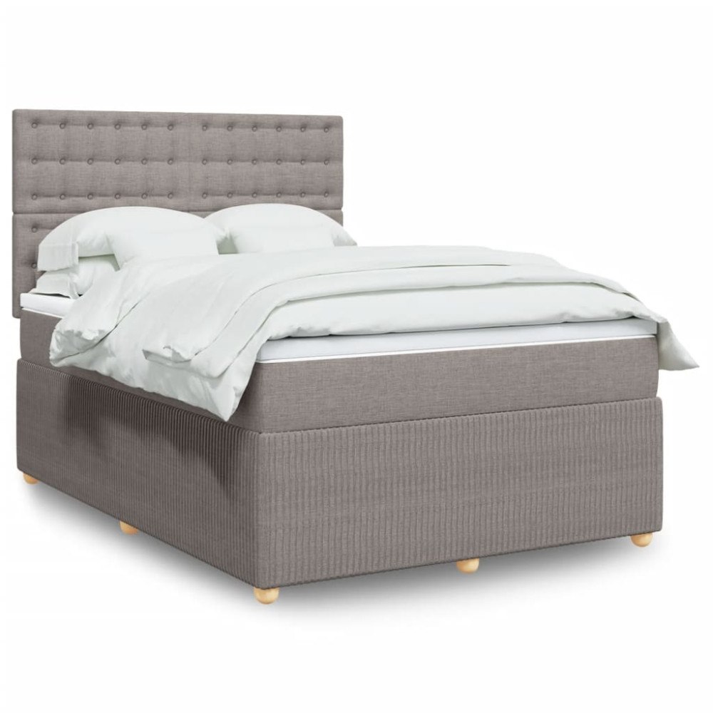 vidaXL Ramsäng med madrass taupe 140x190 cm tyg