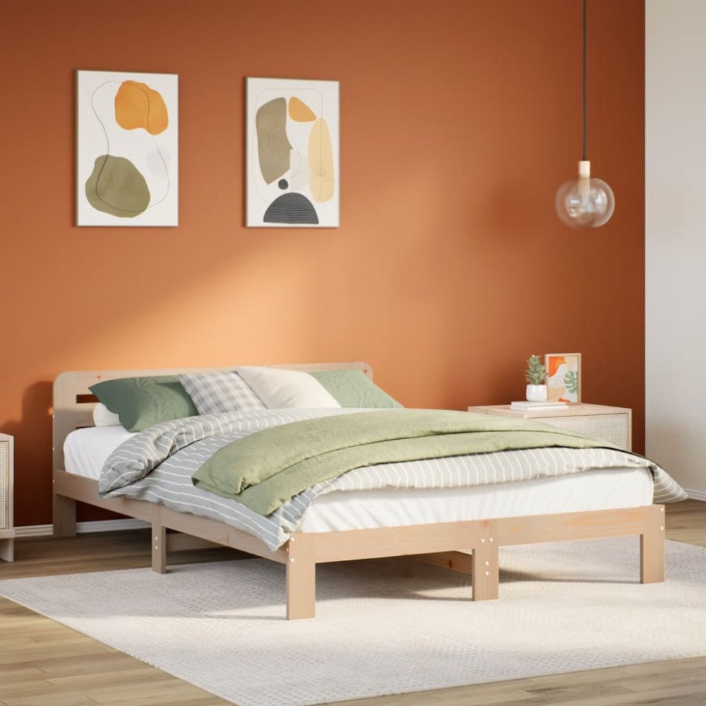vidaXL Sängram utan madrass 135x190 cm massiv furu