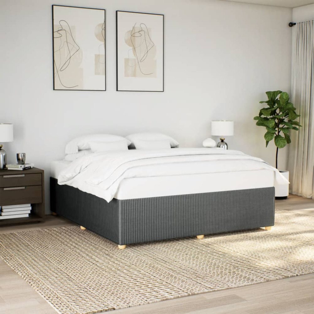 vidaXL Sängram utan madrass mörkgrå 200x200 cm tyg