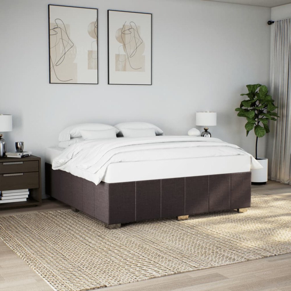 vidaXL Sängram utan madrass mörkbrun 180x200 cm tyg