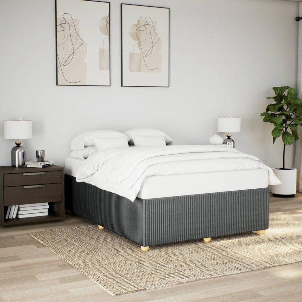 vidaXL Sängram utan madrass mörkgrå 140x190 cm tyg