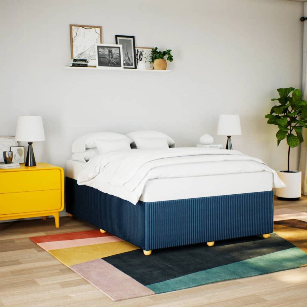 vidaXL Sängram utan madrass blå 160x200 cm tyg