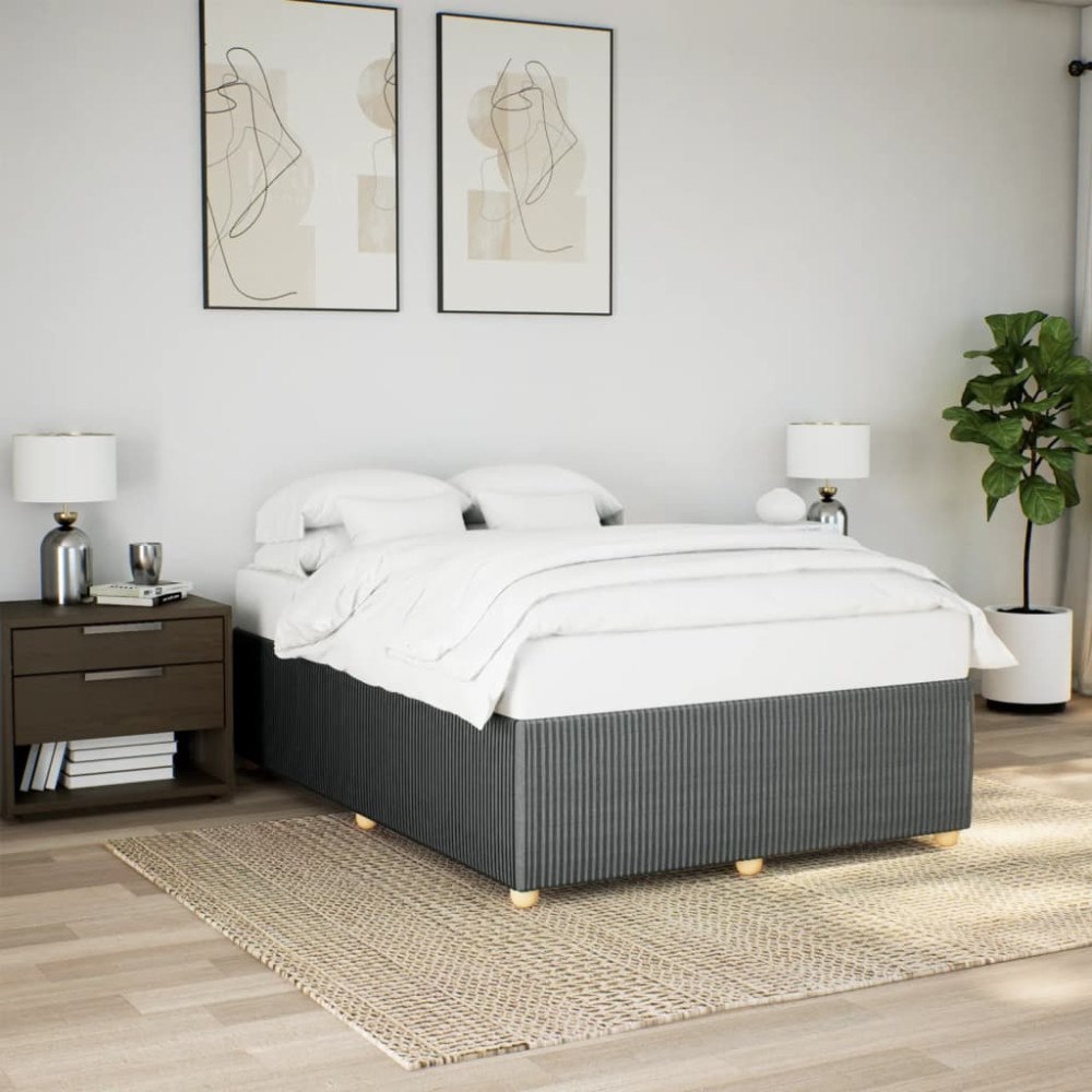 vidaXL Sängram utan madrass mörkgrå 140x200 cm tyg