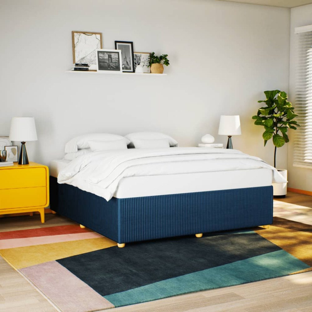 vidaXL Sängram utan madrass blå 180x200 cm tyg
