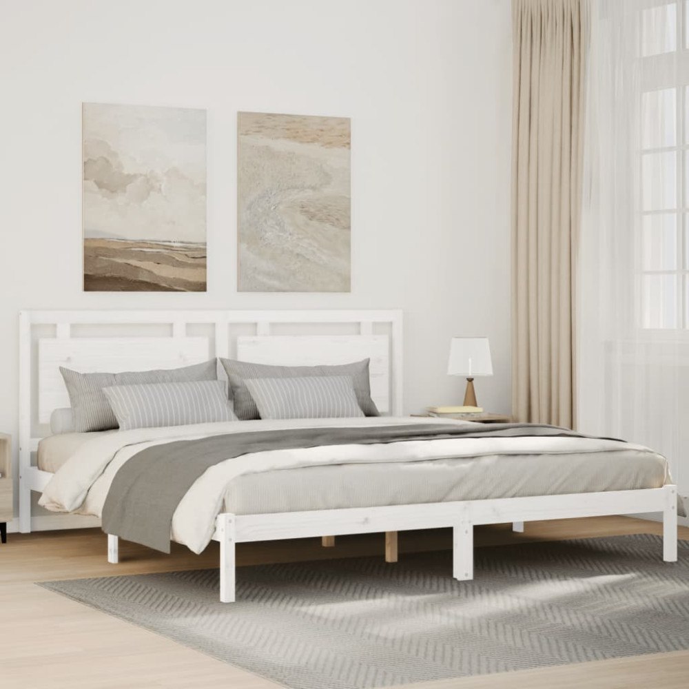 vidaXL Sängram utan madrass extra lång vit 200x220 cm massivt trä