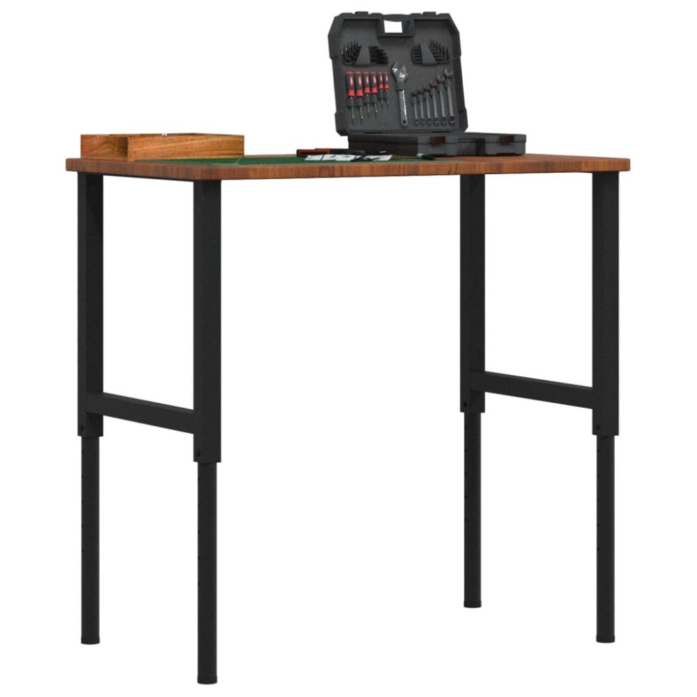 vidaXL Arbetsbänk mörkbrun 100x60x(71,5-98) cm massiv ek rektangulär