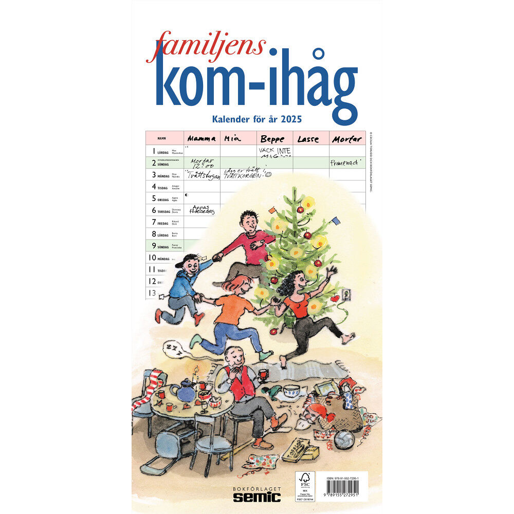 Bokförlaget Semic Familjens kom-ihåg-kalender 2025 (bok, spiral)