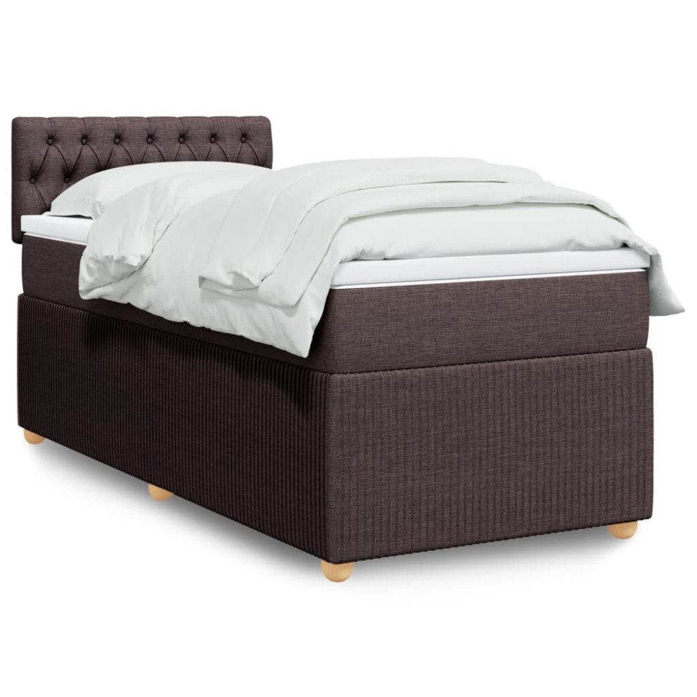 vidaXL Ramsäng med madrass mörkbrun 90x190 cm tyg