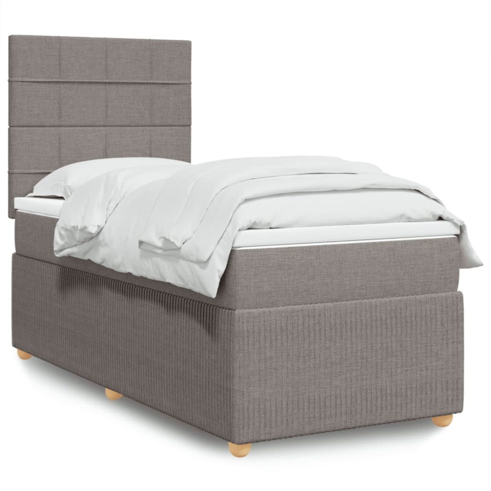 vidaXL Ramsäng med madrass taupe 90x190 cm tyg