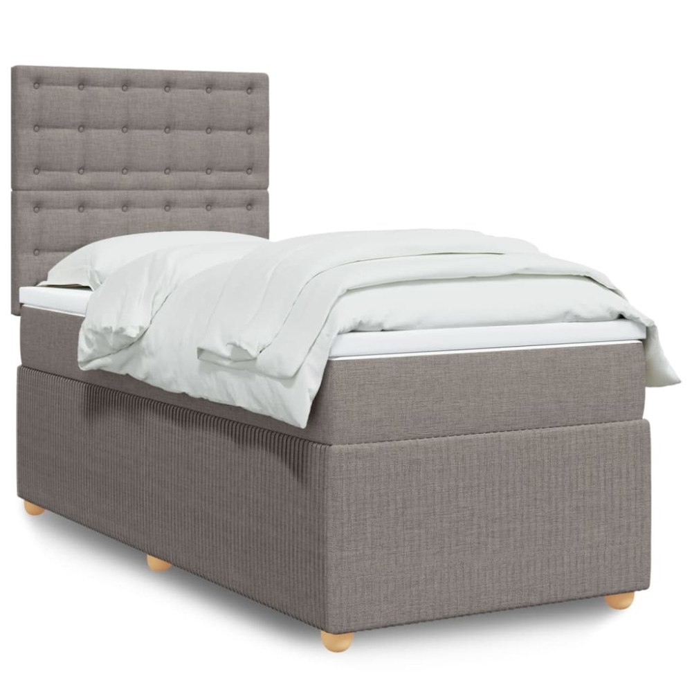 vidaXL Ramsäng med madrass taupe 90x190 cm tyg