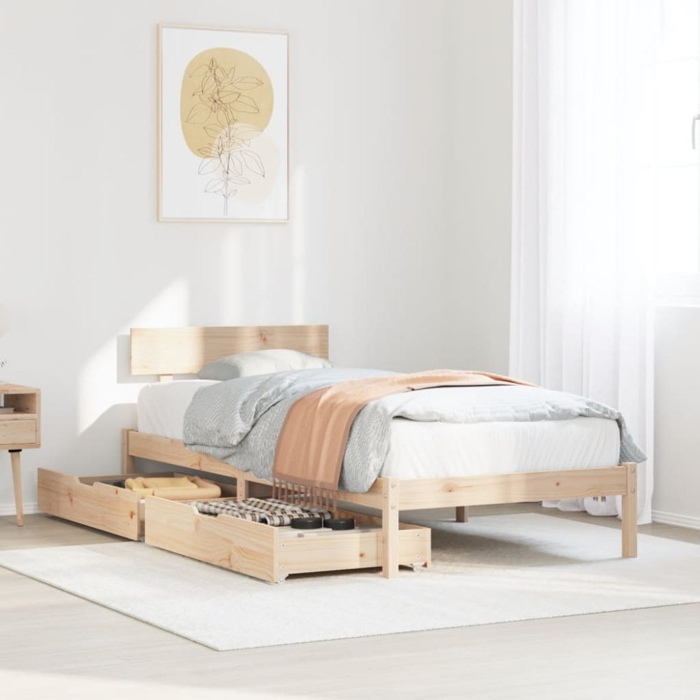 vidaXL Sängram utan madrass 90x200 cm massiv furu