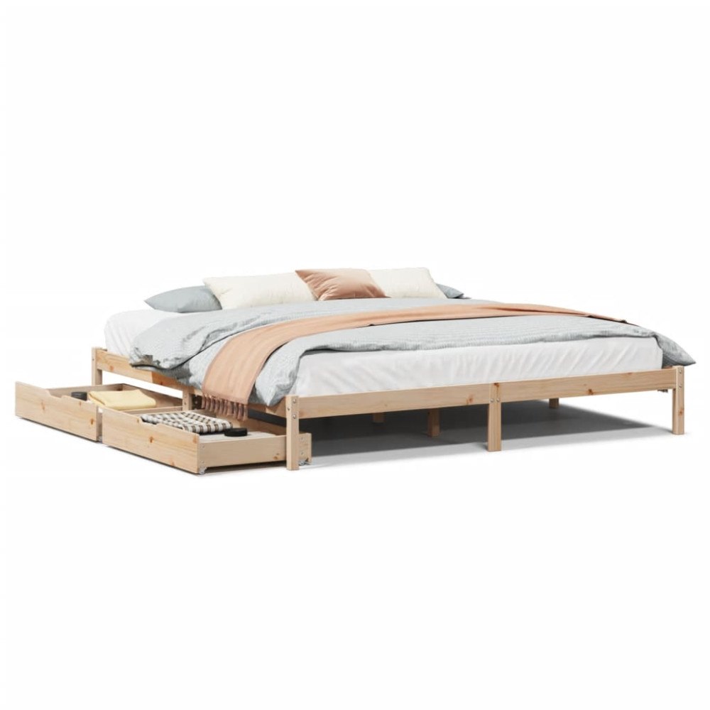 vidaXL Sängram utan madrass 200x200 cm massiv furu