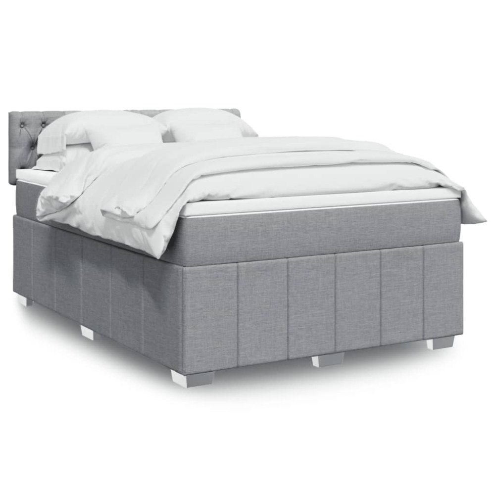 vidaXL Ramsäng med madrass ljusgrå 140x190 cm tyg