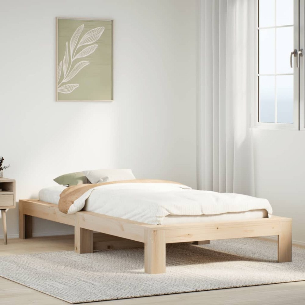 vidaXL Sängram utan madrass 100x200 cm massiv furu