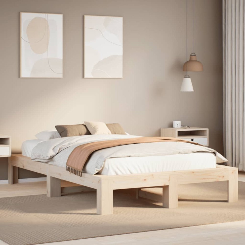vidaXL Sängram utan madrass 120x200 cm massiv furu