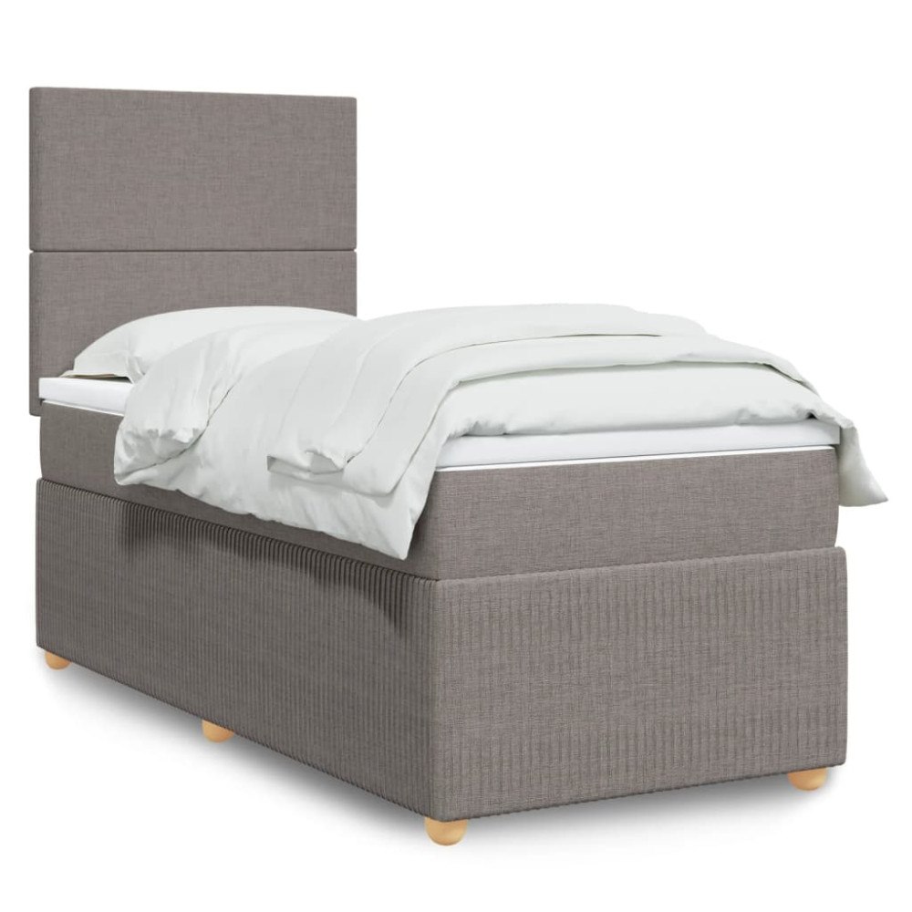 vidaXL Ramsäng med madrass taupe 90x190 cm tyg