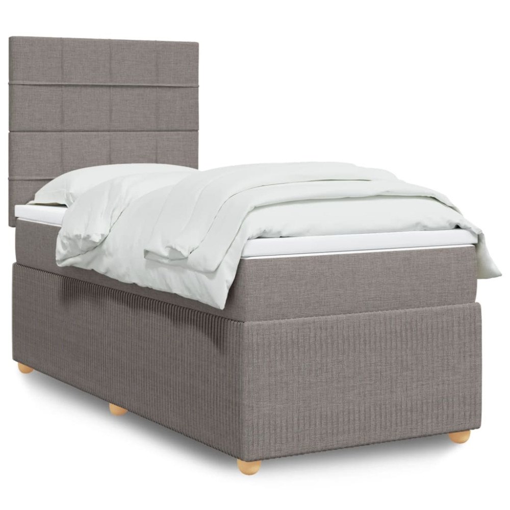vidaXL Ramsäng med madrass taupe 90x190 cm tyg