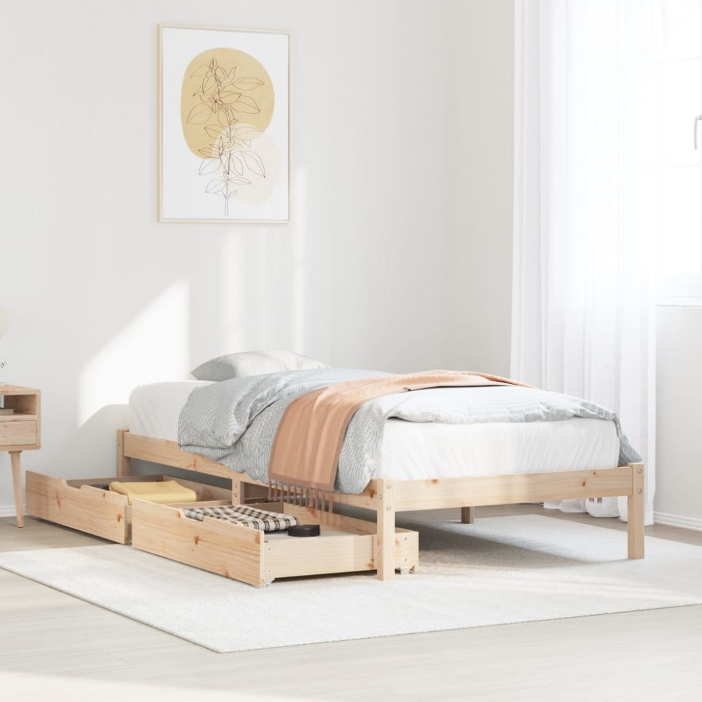 vidaXL Sängram utan madrass 75x190 cm massiv furu