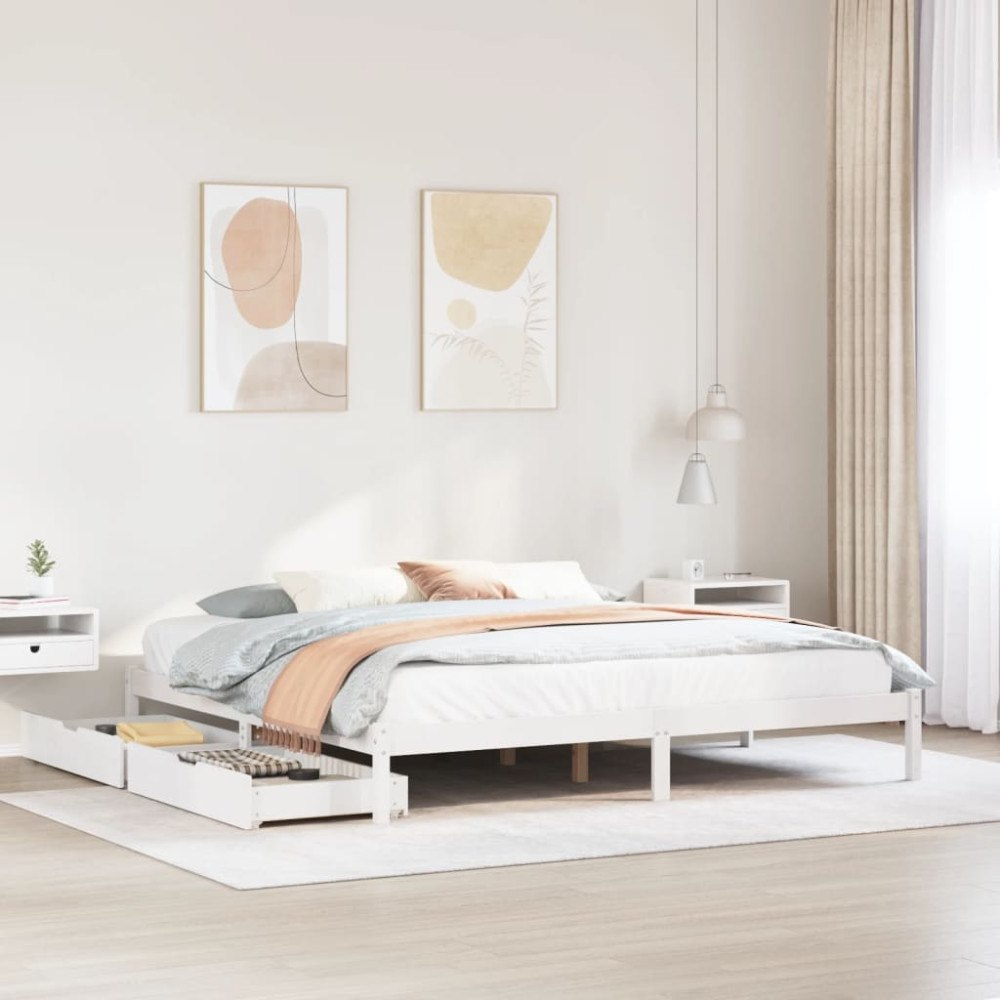 vidaXL Sängram utan madrass vit 180x200 cm massiv furu
